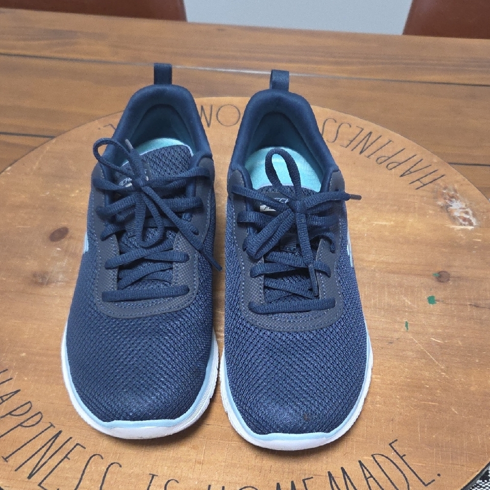 Skechers Dark Blue Mesh Sneakers with White Soles - Picture 4 of 9